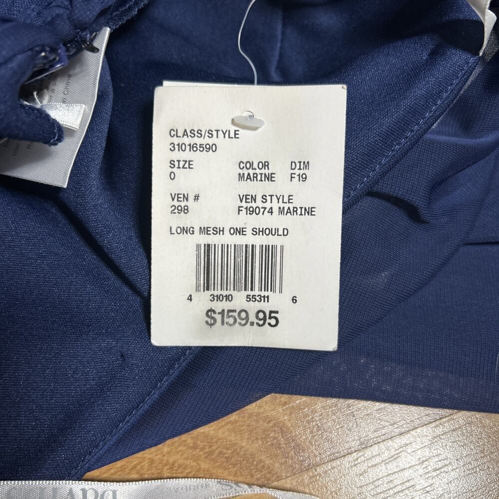 davids bridal dress Women’s Sz 0 Mesh One Shoulder Marine Blue Dress NWT Classic - Picture 10 of 13